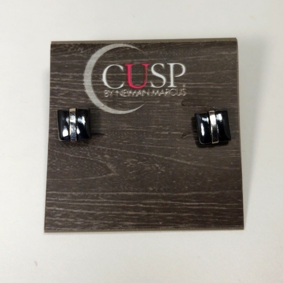 Elegant Women's Black and Silver Accent Stud Earrings - CUSP by Neiman Marcus - Picture 5 of 12